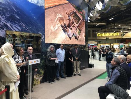 Imagen: La vicepresidenta de la DPH Elisa Sancho durante la presentación de la campaña 'No vengas a Huesca' en FITUR