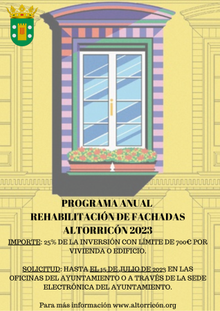 Imagen PROGRAMA PARA EL AÑO 2023 PARA LA REHABILITACIÓN DE FACHADAS DE LAS...