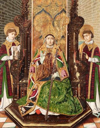 San Blas, obispo de Sebaste (Armenia), entre los santos diáconos Vicente y Lorenzo. Martín Bernat. Ca. 1485-1495. Foto Javier Broto