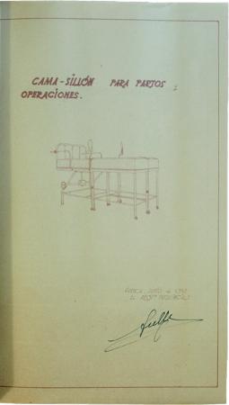 Boceto de cama-sillón para partos y operaciones. 1952