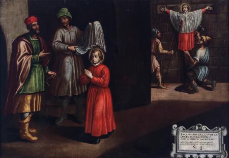 Autoría desconocida. Santo Dominguito de Val, mediados del siglo XVII. Óleo sobre lienzo. 107 x 153 cm