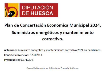 Imagen Subvención D.P. Huesca.- Suministros energéticos y mantenimiento...