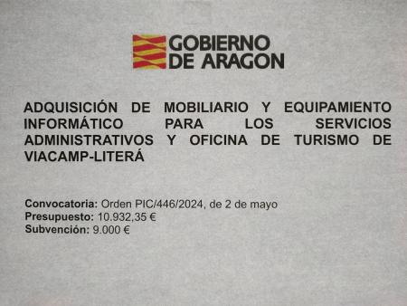 Subvención del Gobierno de Aragón para la adquisición de mobiliario