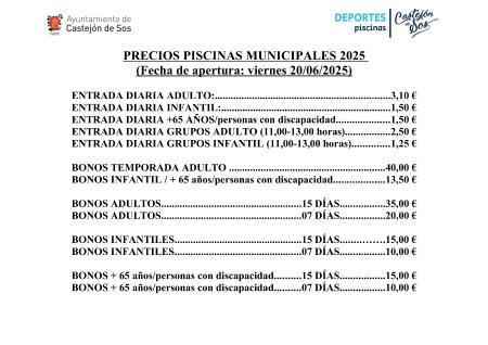 Fecha apertura piscinas municipales viernes 20 de junio 2025