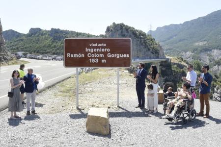 La Diputación de Huesca dedica el viaducto de Egea al ingeniero Ramón Colom como símbolo de su legado en la vertebración del territorio 