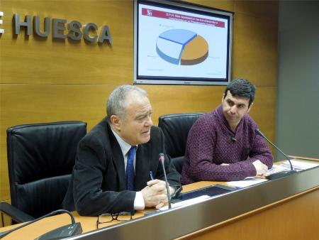 Imagen: Miguel Gracia y Fernando Sánchez durante la rueda de presna de presentación de los presupuestos.