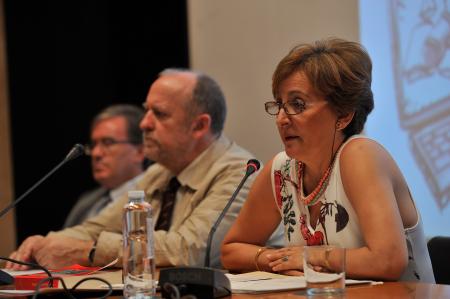 Apertura de la jornada con (de izq. a dcha.) Ángel Dolado, Alfonso Ballestín, José Luis Gállego y Carmen Canfrán.