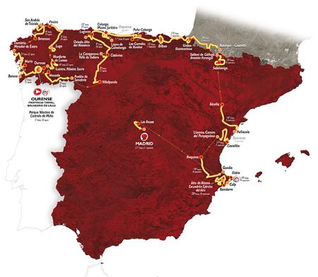 Imagen: Mapa con todo el recorrido de la Vuelta a España. Fuente: http://www.lavuelta.com/