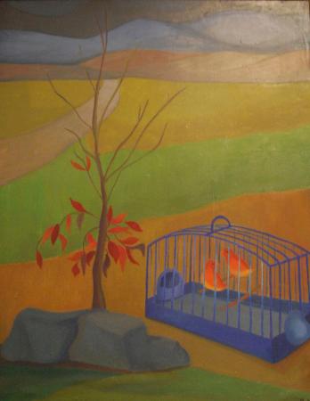 Concierto con gorriones, 1978. Óleo sobre lienzo, 90 x 75cm