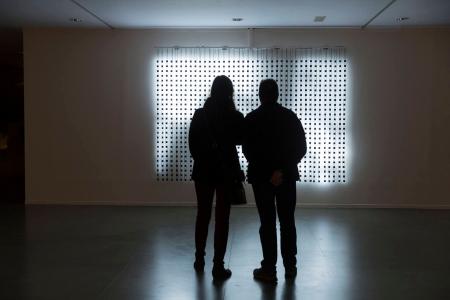 Imagen: Visitantes ante la obra de Campbell. J. BROTO