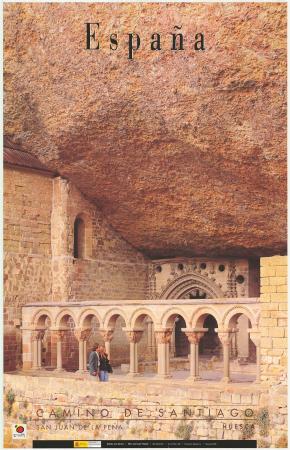 Luis Gómez; foto: Juan José Pascual. San Juan de la Peña, Huesca: Camino de Santiago: España, 2002. Cartel. Ed. Madrid: Secretaría de Estado de Comercio y Turismo, TURESPAÑA. Cortesía del CDTE, Instituto de Turismo de España (TURESPAÑA)