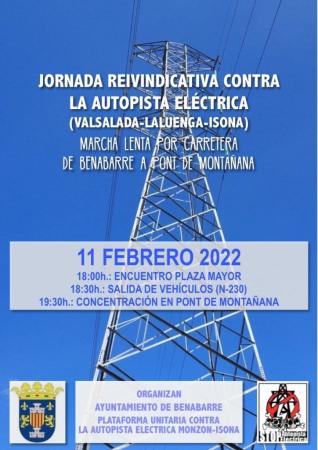 Imagen Marcha lenta en la N-230 contra la línea de alta tensión