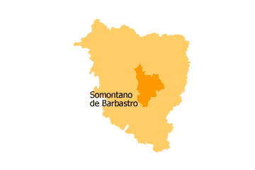 Imagen: Mapa de situación de la Comarca de Somontano en Aragón