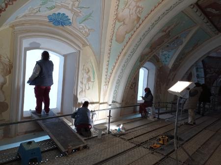 Imagen: Trabajos de restauración de las pinturas murales